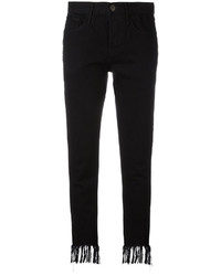 Женские черные джинсы c бахромой от 3x1