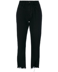 Женские черные джинсы c бахромой от 3x1