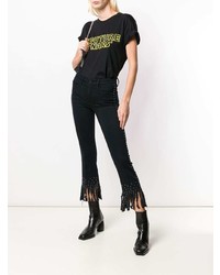 Женские черные джинсы c бахромой от Frame Denim