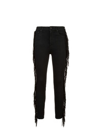 Женские черные джинсы c бахромой от Mother