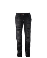Черные джинсы-бойфренды от Philipp Plein