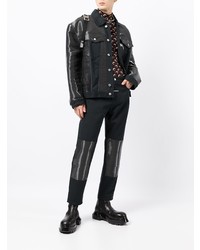 Мужские черные джинсы в стиле пэчворк от Zilver