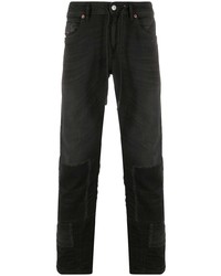 Мужские черные джинсы в стиле пэчворк от Diesel