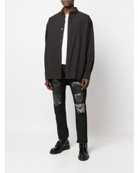 Мужские черные джинсы в стиле пэчворк от PRPS