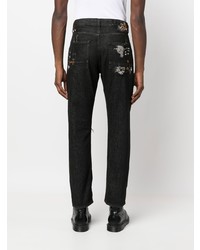 Мужские черные джинсы в стиле пэчворк от PRPS