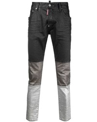 Мужские черные джинсы в стиле пэчворк от DSQUARED2