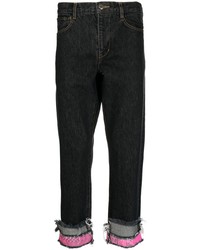 Мужские черные джинсы в стиле пэчворк от Facetasm