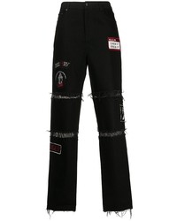 Мужские черные джинсы в стиле пэчворк от Haculla