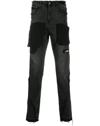 Мужские черные джинсы в стиле пэчворк от VAL KRISTOPHE