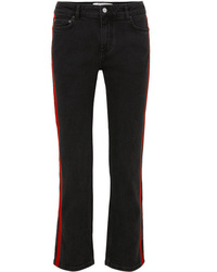 Черные джинсы-клеш в вертикальную полоску
