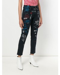 Женские черные джинсы с вышивкой от Diesel