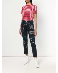 Женские черные джинсы с вышивкой от Diesel