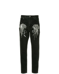 Женские черные джинсы с вышивкой от Dalood