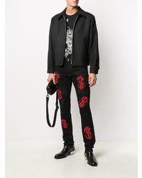 Мужские черные джинсы с вышивкой от Philipp Plein