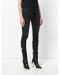 Женские черные джинсы с вышивкой от Off-White