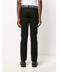 Мужские черные джинсы с вышивкой от Fendi