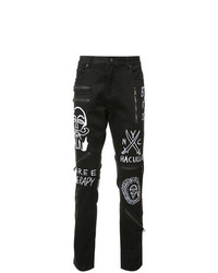 Мужские черные джинсы с вышивкой от Haculla