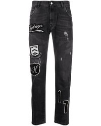 Мужские черные джинсы с вышивкой от Hydrogen