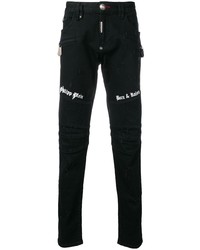 Мужские черные джинсы с вышивкой от Philipp Plein