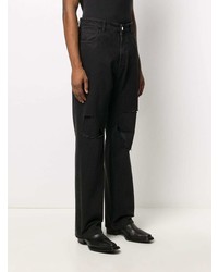 Мужские черные джинсы с вышивкой от Raf Simons