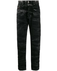 Мужские черные джинсы с камуфляжным принтом от Diesel
