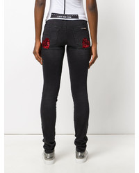 Женские черные джинсы с пайетками от Philipp Plein