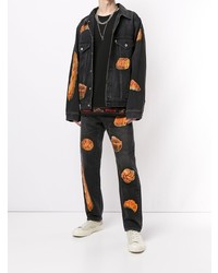 Мужские черные джинсы с принтом от Doublet