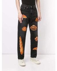 Мужские черные джинсы с принтом от Doublet