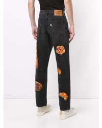 Мужские черные джинсы с принтом от Doublet
