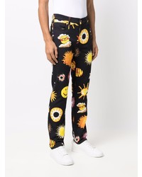 Мужские черные джинсы с принтом от Moschino
