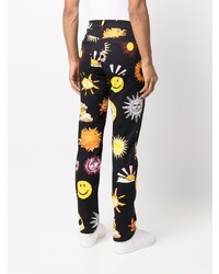 Мужские черные джинсы с принтом от Moschino