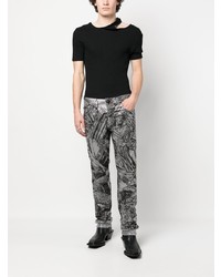 Мужские черные джинсы с принтом от Philipp Plein