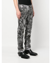 Мужские черные джинсы с принтом от Philipp Plein
