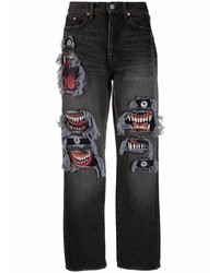 Мужские черные джинсы с принтом от Doublet