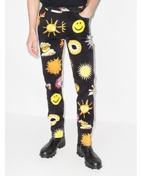 Мужские черные джинсы с принтом от Moschino