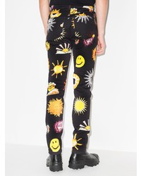 Мужские черные джинсы с принтом от Moschino