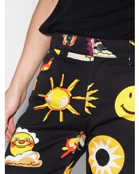 Мужские черные джинсы с принтом от Moschino