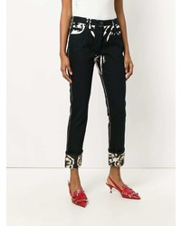 Женские черные джинсы с принтом от Prada