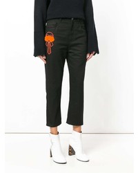 Женские черные джинсы с принтом от Fendi