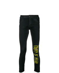 Мужские черные джинсы с принтом от Marcelo Burlon County of Milan