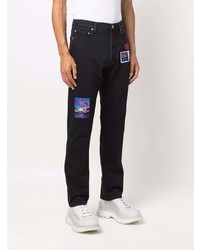 Мужские черные джинсы с принтом от Valentino