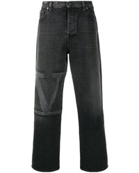 Мужские черные джинсы с принтом от Valentino