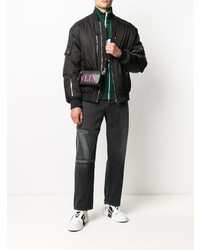 Мужские черные джинсы с принтом от Valentino