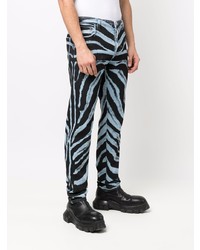 Мужские черные джинсы с принтом от Roberto Cavalli