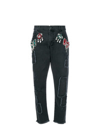 Женские черные джинсы с украшением от Marco Bologna