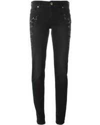 Женские черные джинсы с украшением от Versace