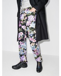 Мужские черные джинсы с цветочным принтом от Martine Rose