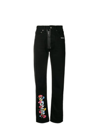 Женские черные джинсы с цветочным принтом от Off-White