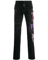 Мужские черные джинсы с шипами от Philipp Plein