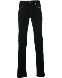 Мужские черные джинсы с шипами от Versace